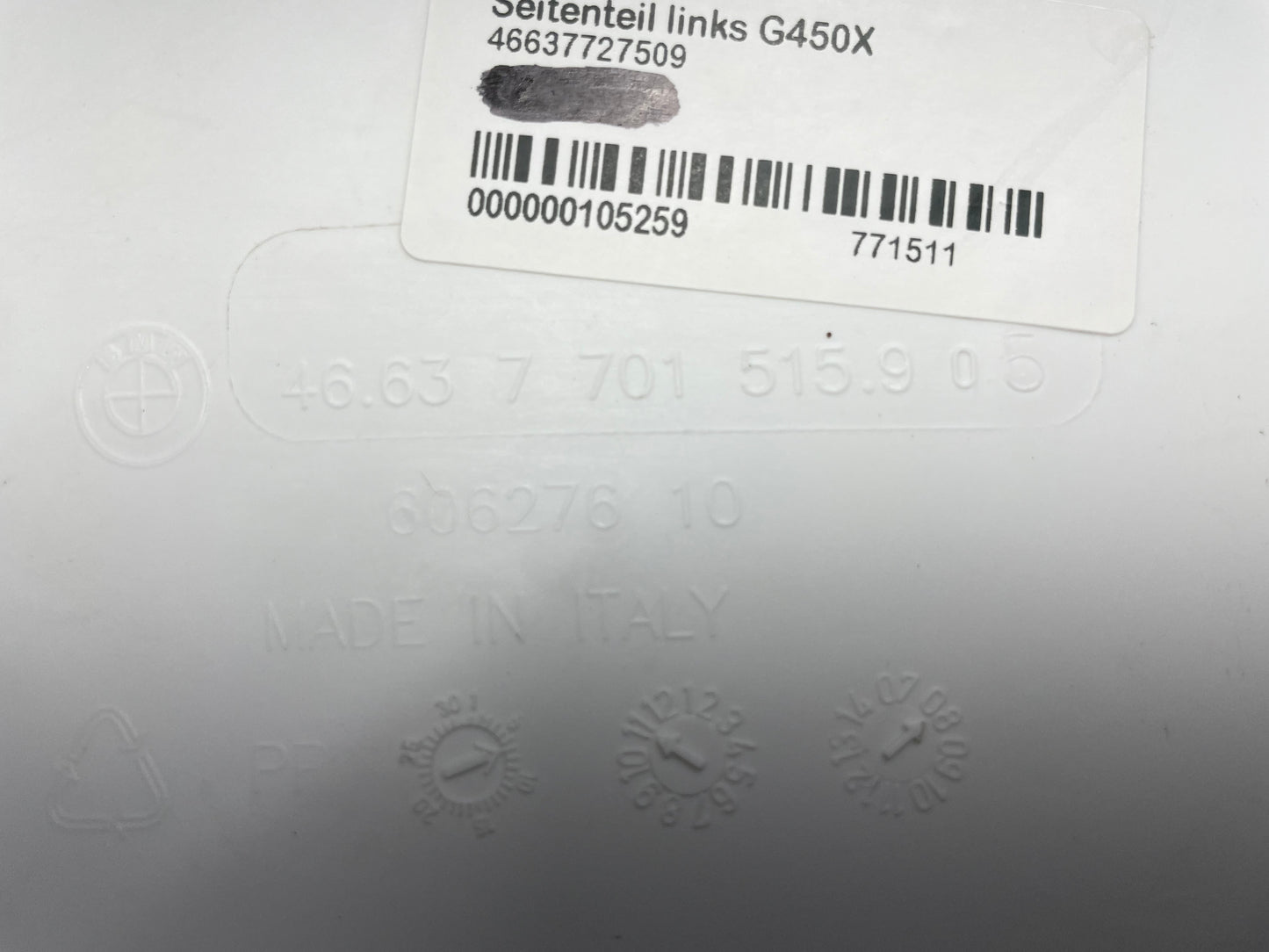 BMW G450X K16 Verkleidung Seitenteil links 46637727509