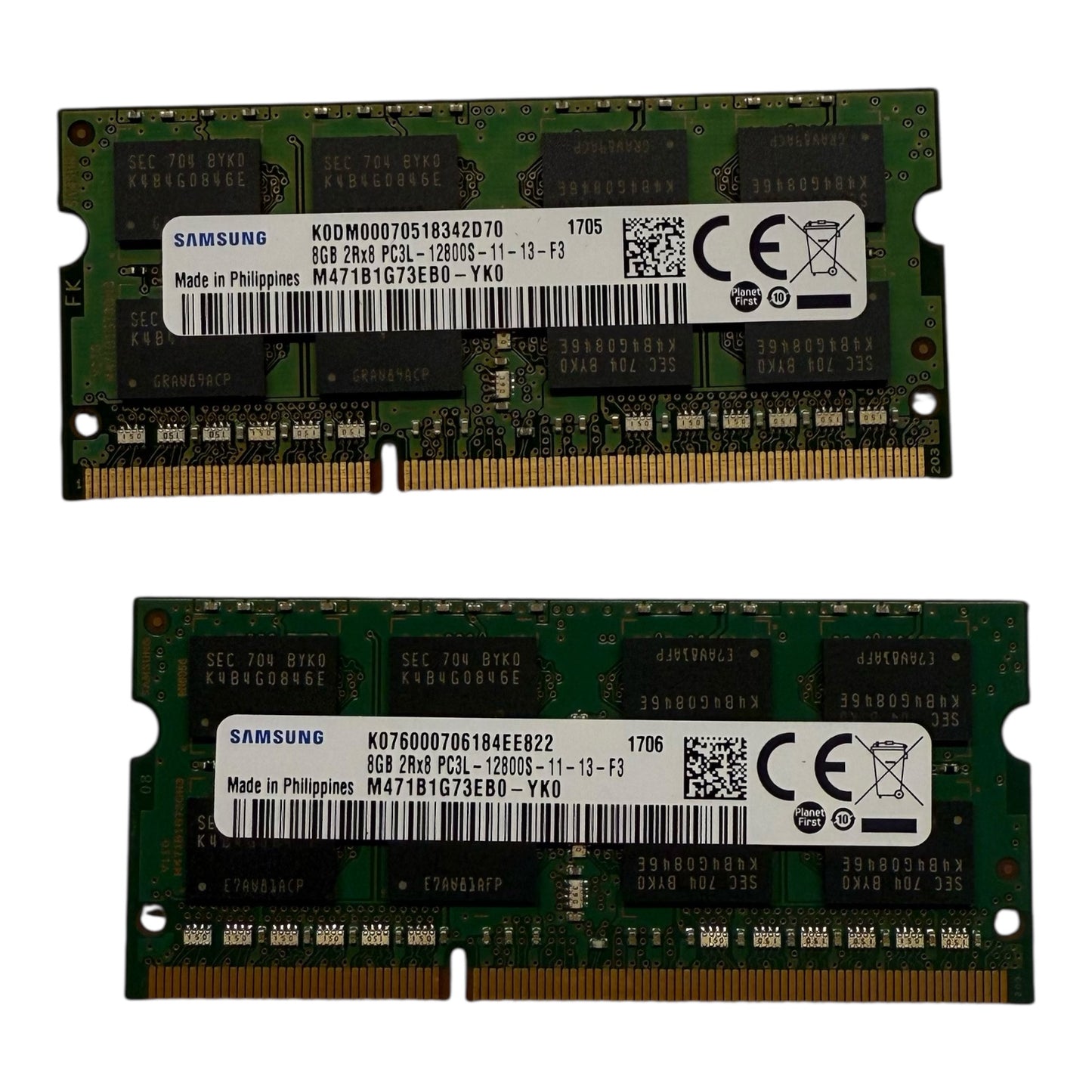 Samsung 16 GB DDR3 2RX8 PC3L-12800S-11-11-F3 RAM Speicher 1.35V Laptop Notebook