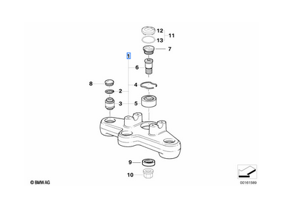 BMW R1200GS K25 upper triple clamp with bearings, accident-free, part number 31427664928, K25 OEM, used