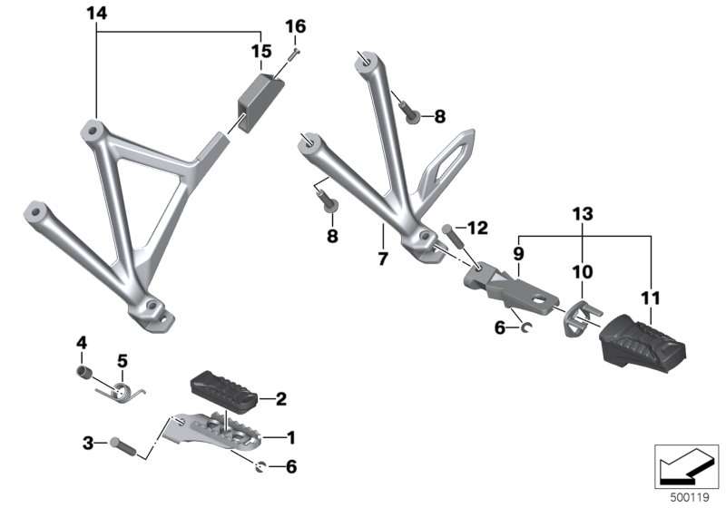 BMW R1200GS K50 Variokoffer Fussrastenhalter links 46718556265