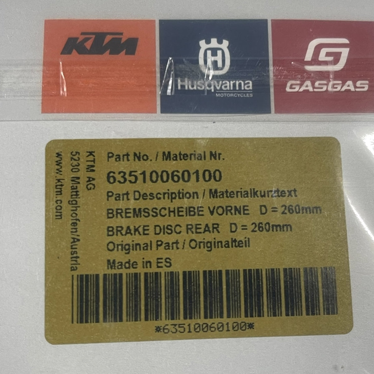 KTM 790 Adventure Bremsscheibe hinten 63510060100 OEM Neu