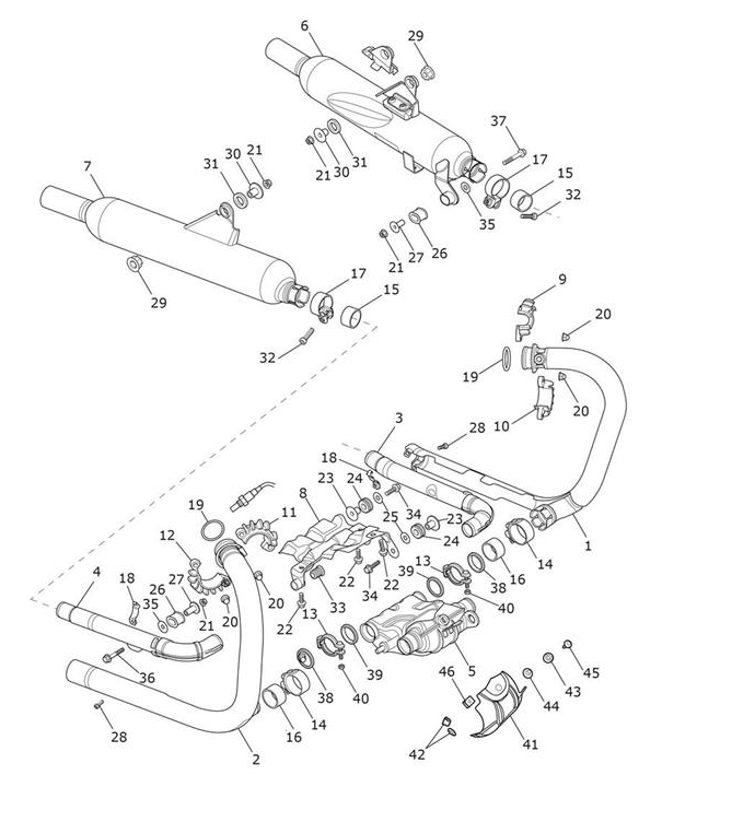 Triumph Bonneville T120 2016-2021 Auspuffset Matt Schwarz ohne Katalysatorbox/Montagezubehör T2202506
